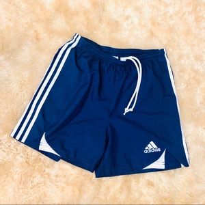 ADIDAS navy blue & white climalite fitness running shorts